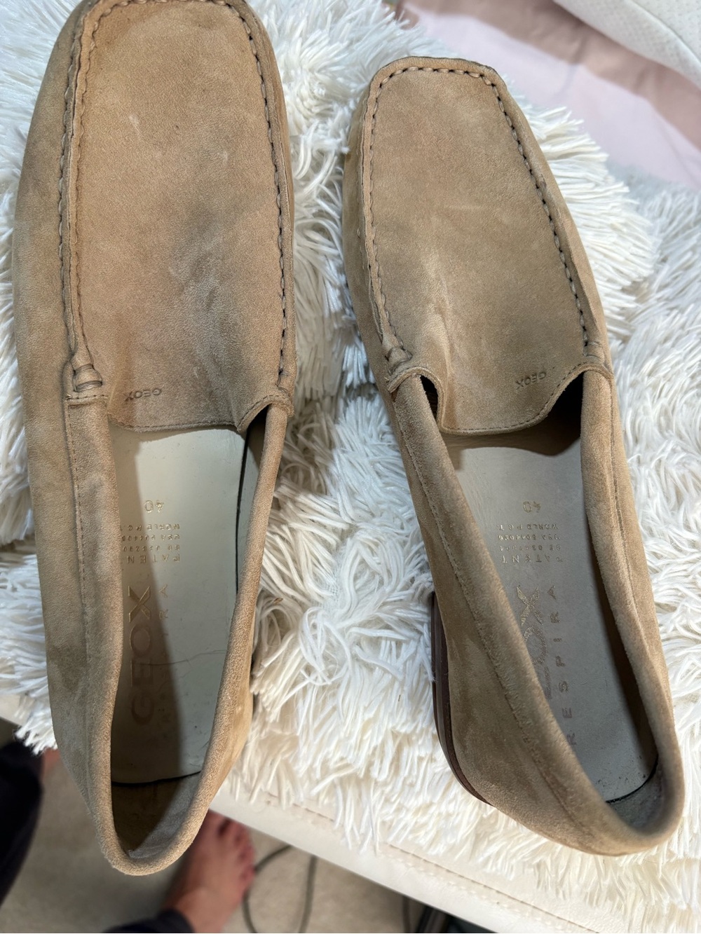 Geox Women's Beige Suede Loafers